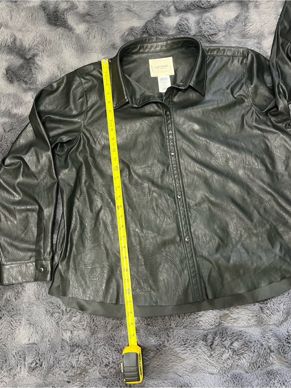 Lucky Brand Woman’s Black Faux Leather Button-Front Shirt  Size XL - Picture 10 of 11